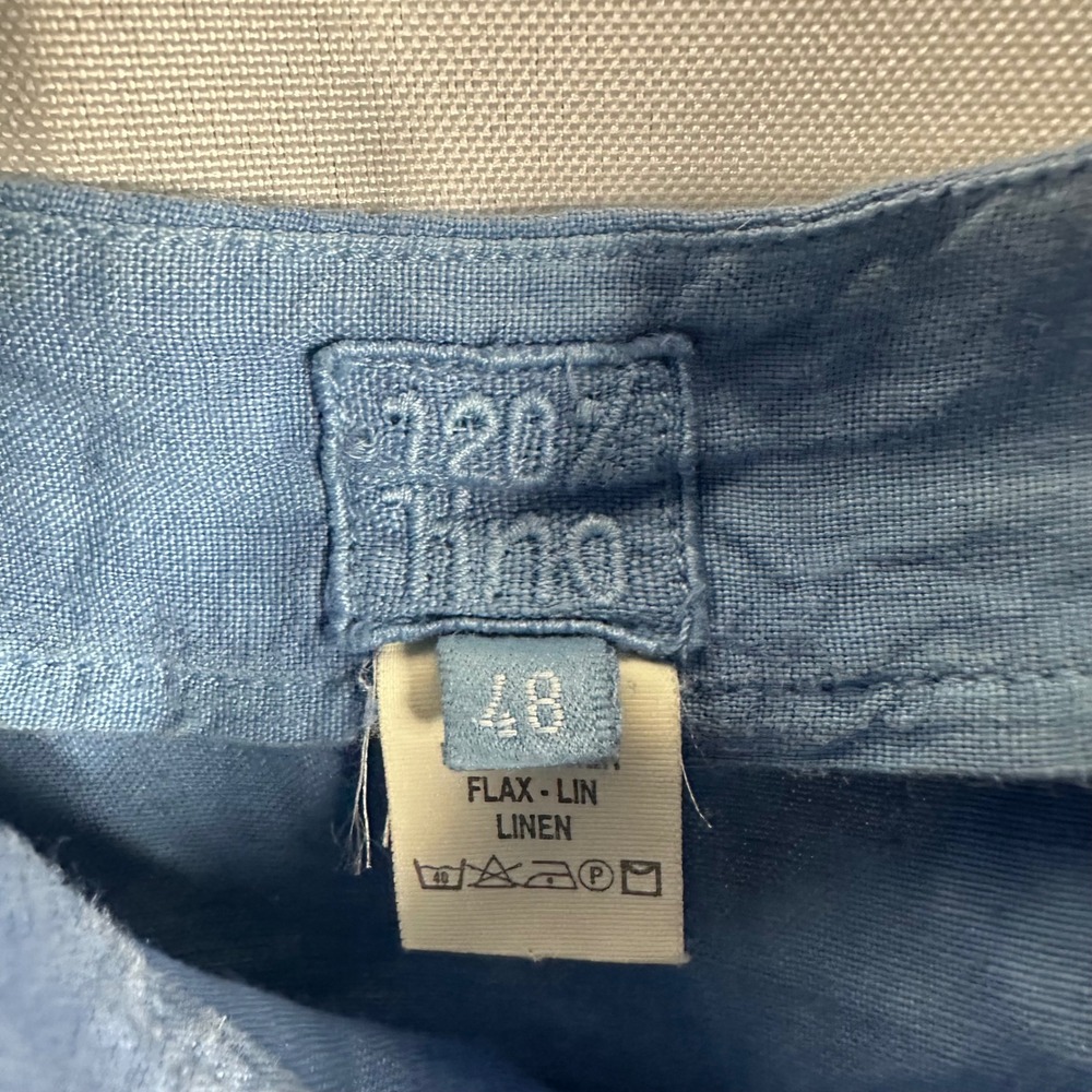 120% Lino Blue Linen Spaghetti Strap Camisole Tank Top summer essential Italy - Picture 2 of 7